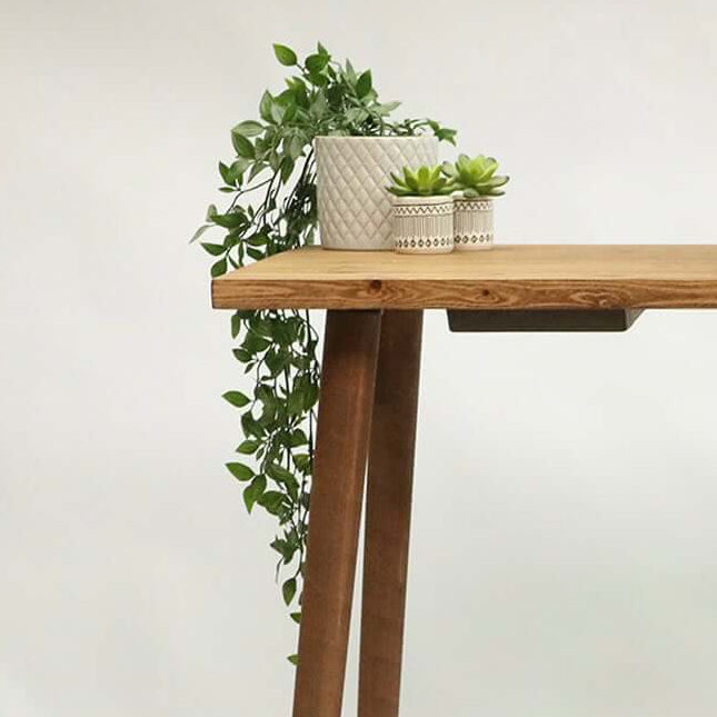 Simple Solid Wood Desk with Turned Wooden Legs