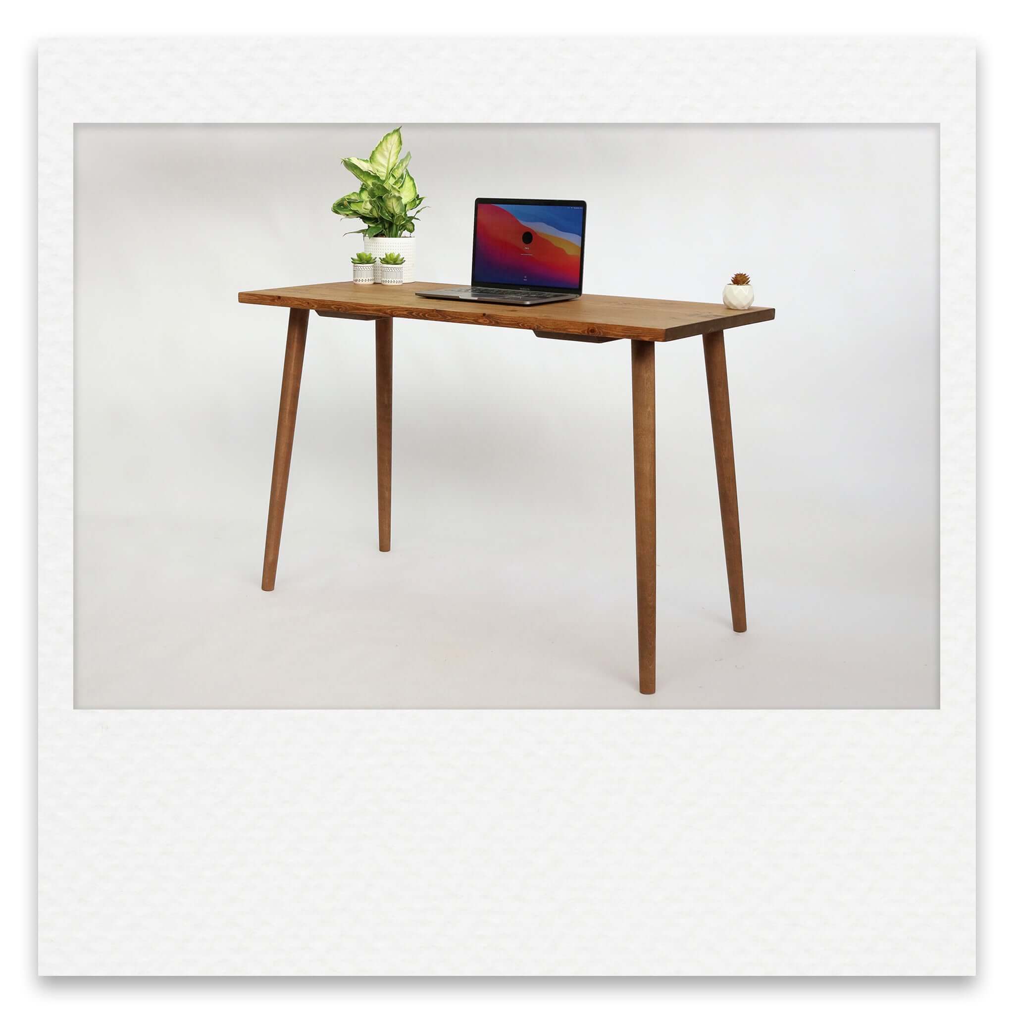 Simple Solid Wood Desk with Turned Wooden Legs