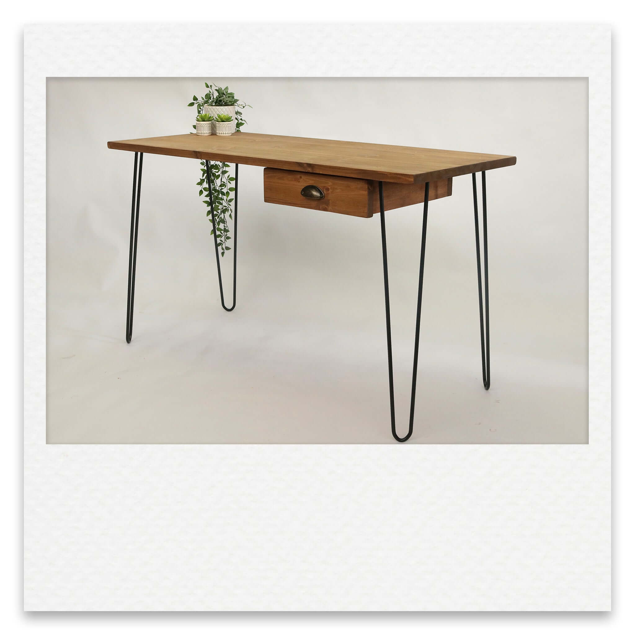 Vintage Desk with Compact Drawer and Hairpin Legs
