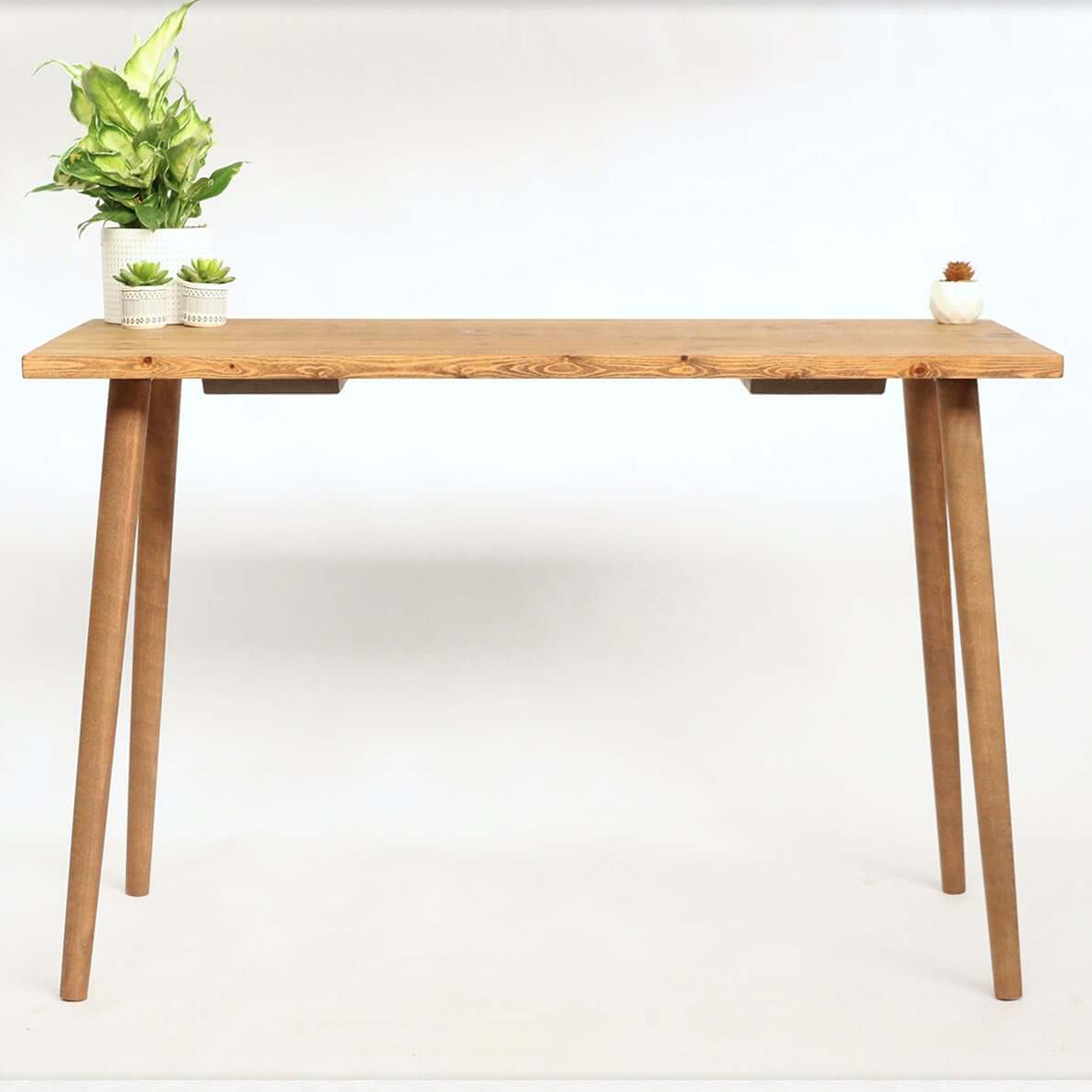Simple Solid Wood Desk with Turned Wooden Legs
